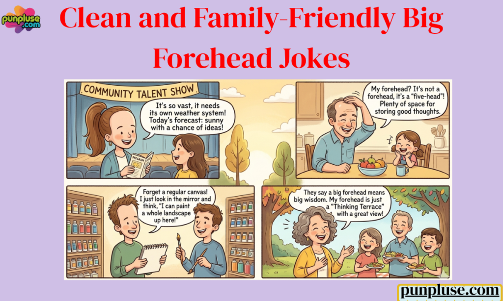 Clean and faimly big forehead jokes
